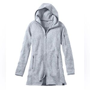 NWOT New Women's L.L. Bean Sweater Fleece Coat with Hood in Light Heather Grey